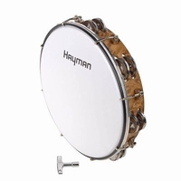 HAYMAN Tambourine wood 10" adjustable plastic head - 14j